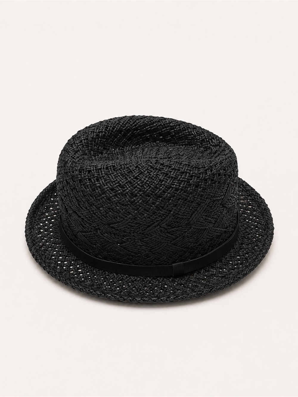 Unique Vintage Black Woven Cloche Hat with Slim Band